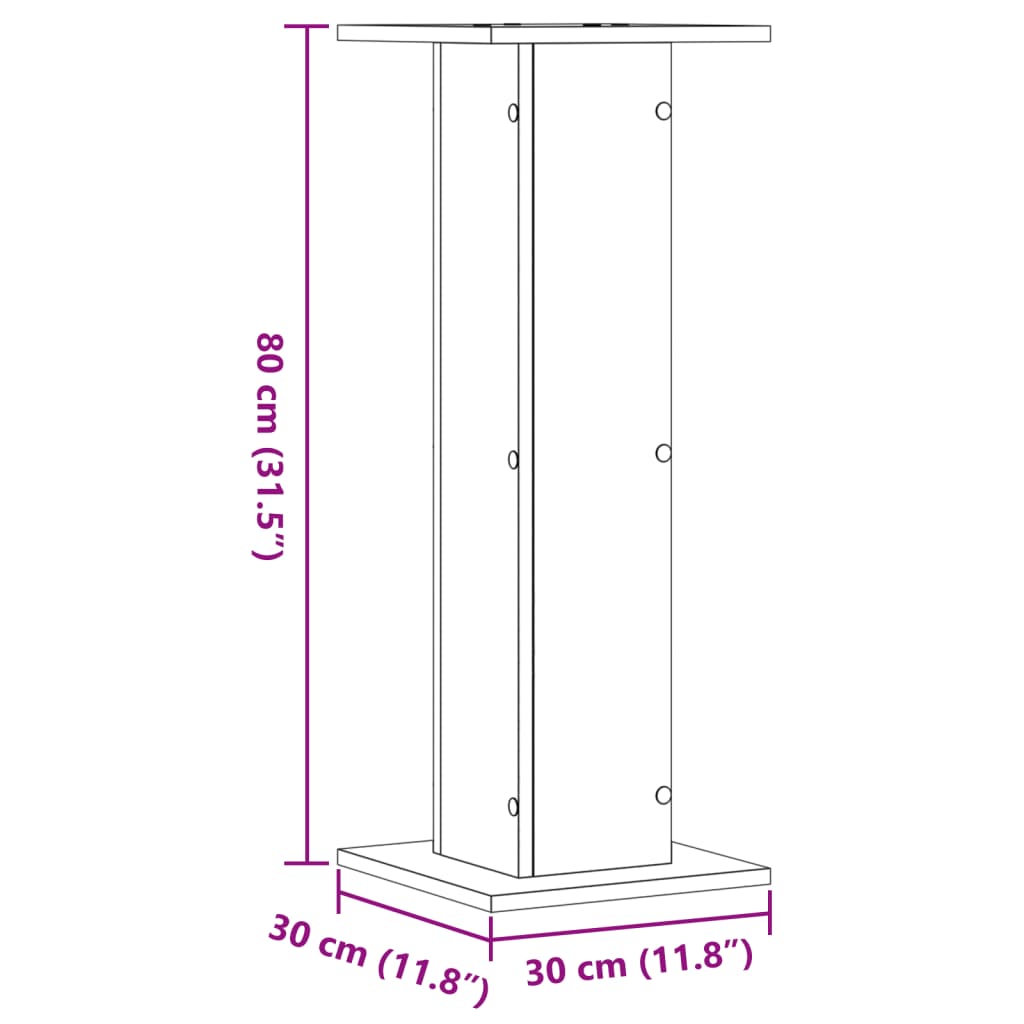 Loudspeaker stands 2 pcs. Concrete gray 30x30x80 cm Engineered wood