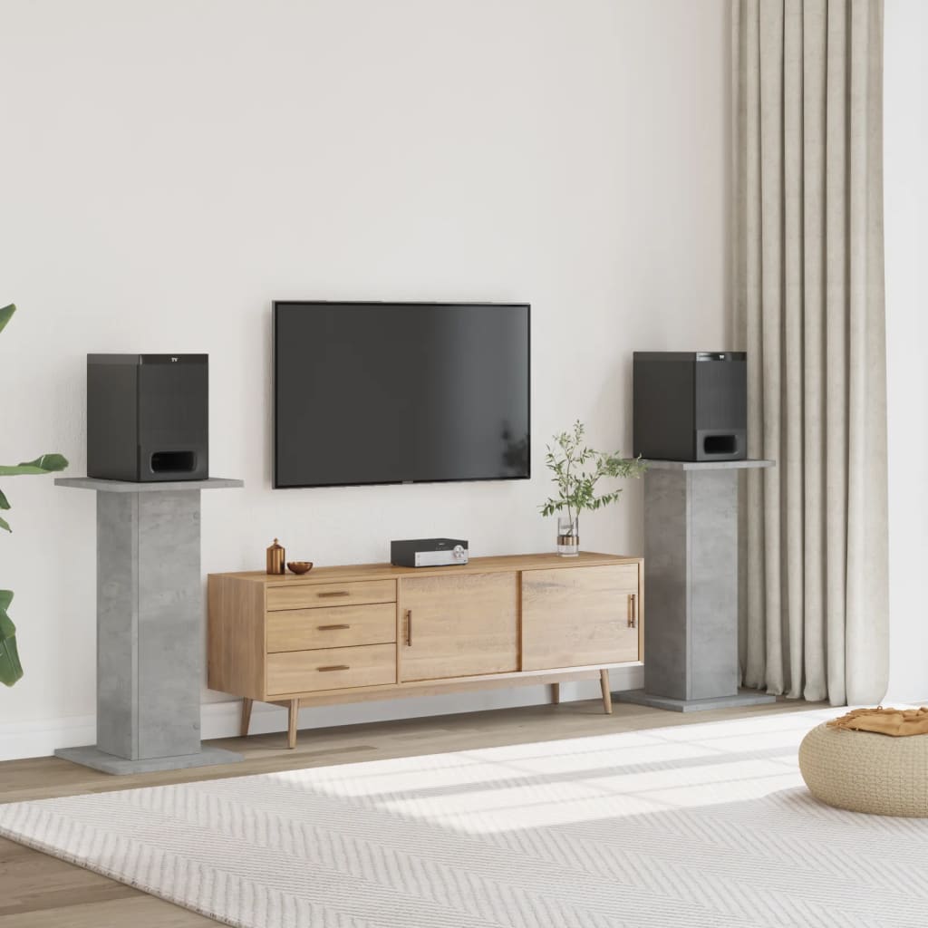 Loudspeaker stands 2 pcs. Concrete gray 30x30x80 cm Engineered wood