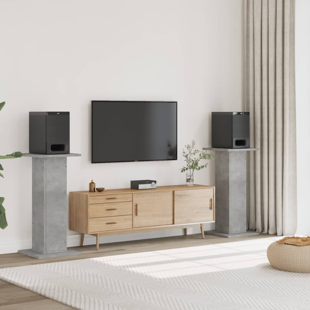 Loudspeaker stands 2 pcs. Concrete gray 30x30x95 cm Wood material