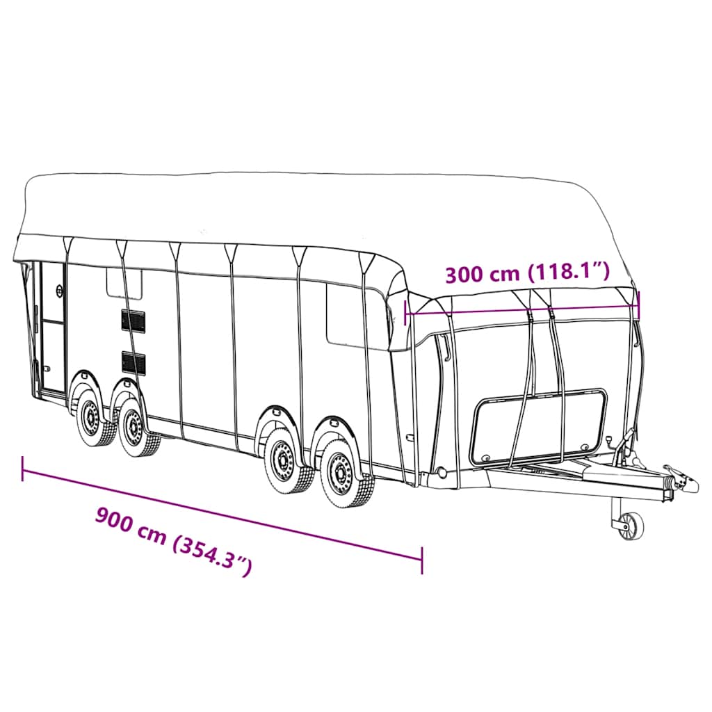 Bâche de toit pour caravane grise 900x300 cm en tissu non tissé