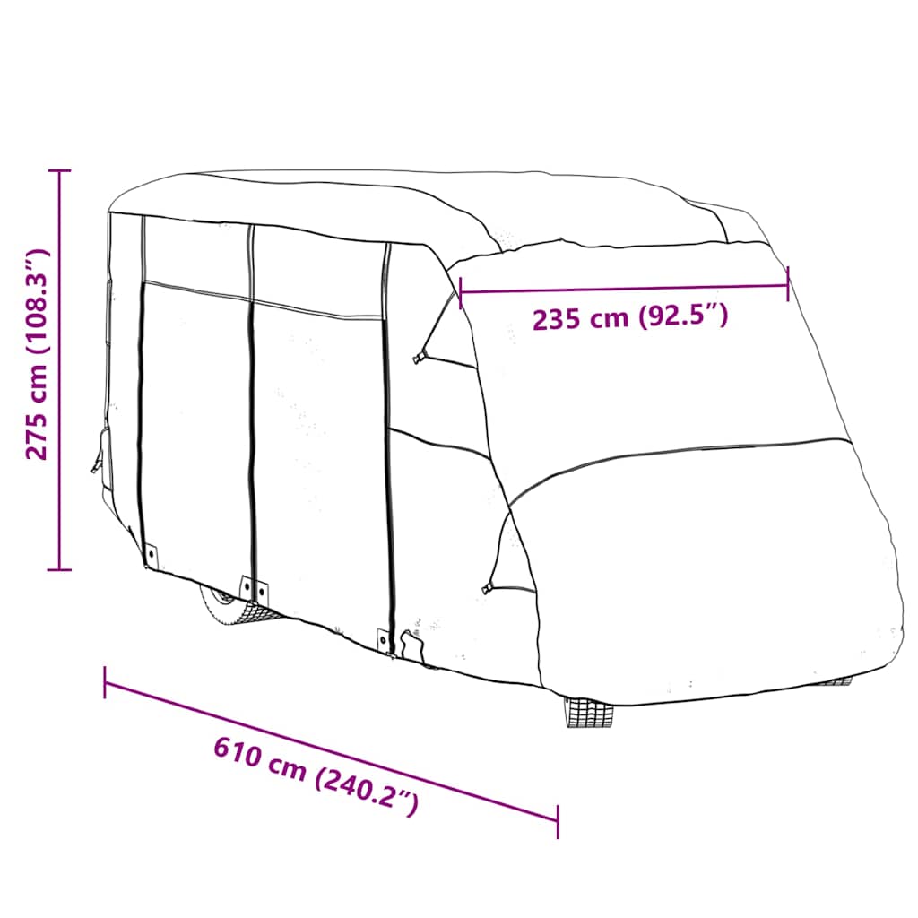 Motorhome Cover Grey 610x235x275 cm Non-Woven Fabric