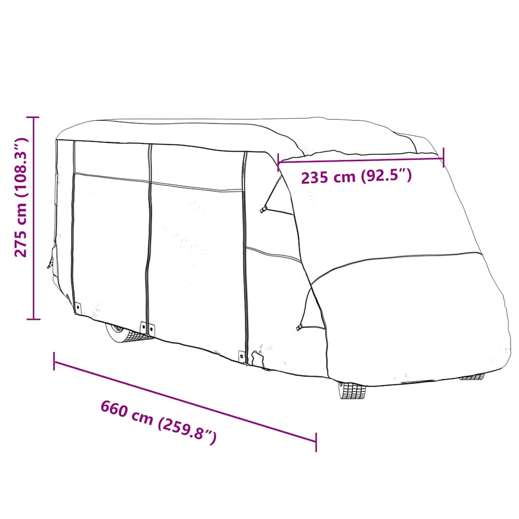 Motorhome Cover Grey 660x235x275 cm Non-woven