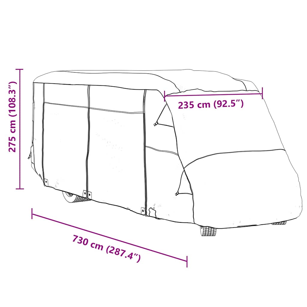 Motorhome Cover Grey 730x235x275 cm Non-Woven Fabric