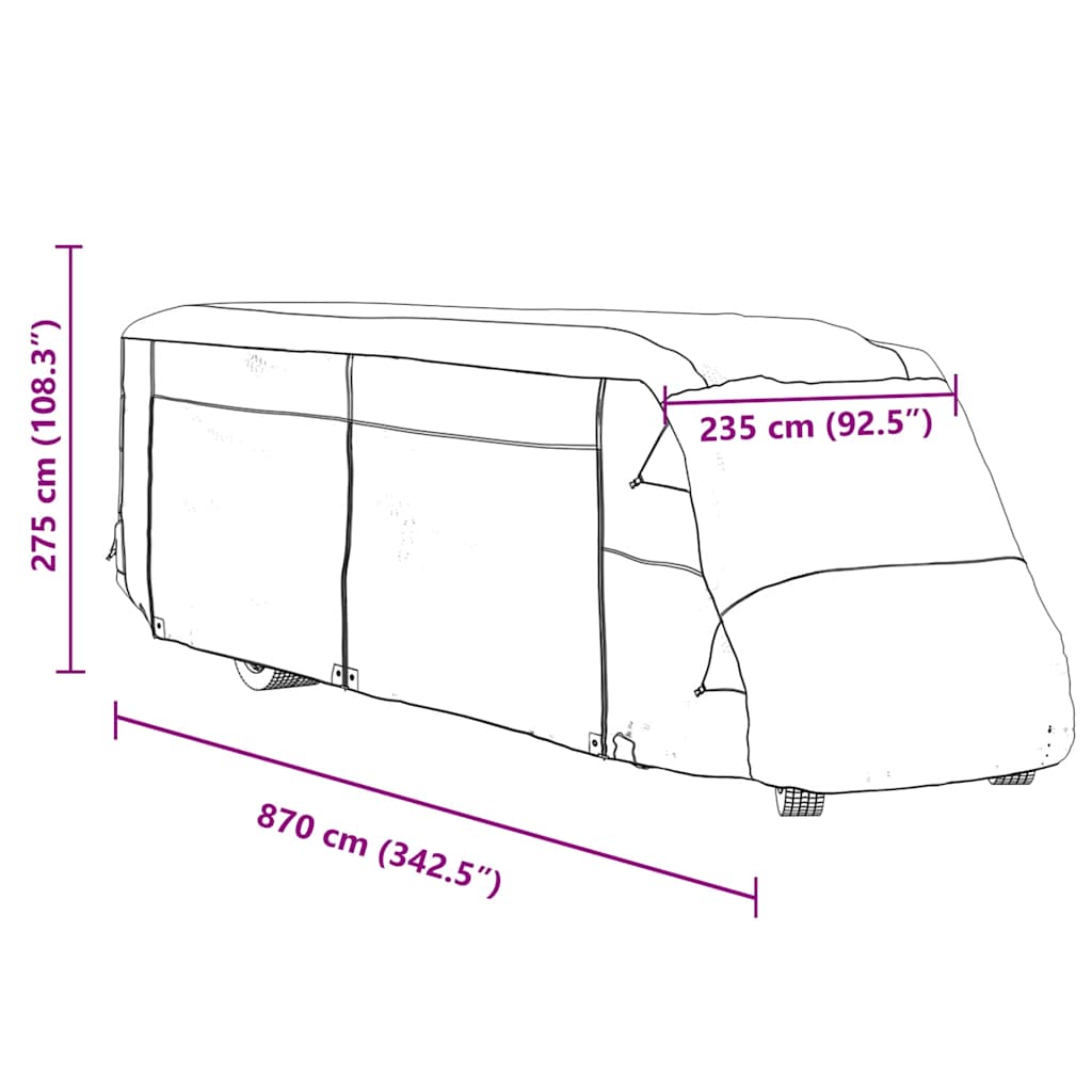 Motorhome Cover Grey 870x235x275 cm Non-Woven Fabric