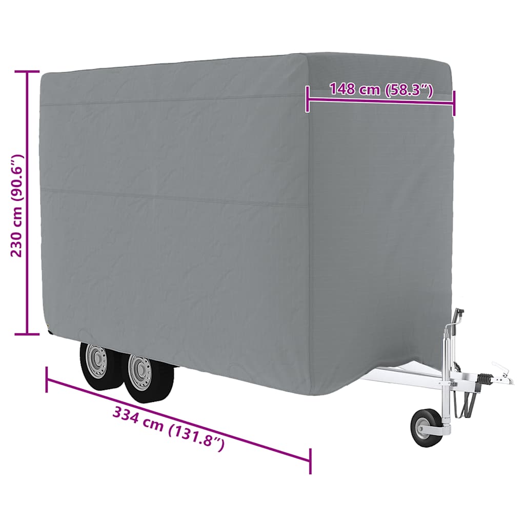 Bâche de protection pour van à chevaux gris 334x148x230 cm non-tissé
