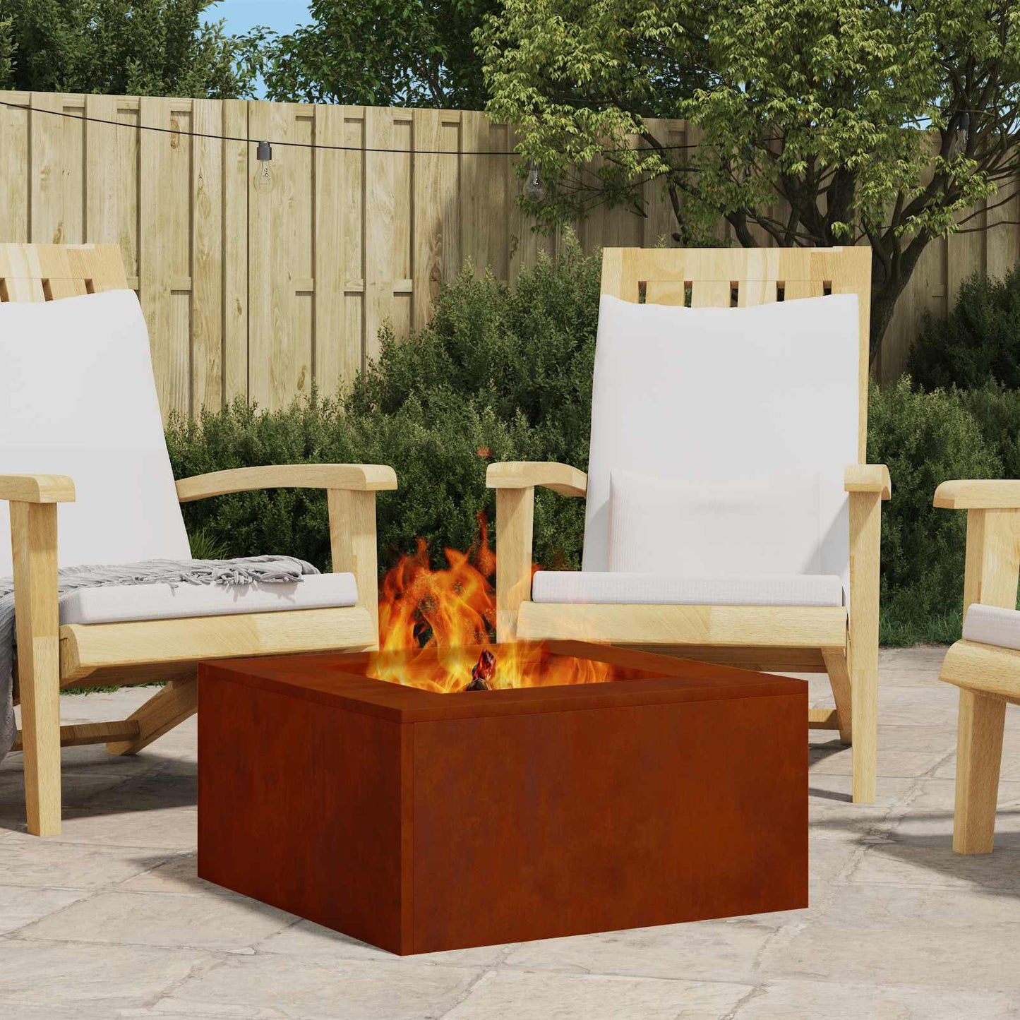 Feuerstelle Braun 60 x 60 x 30 cm Wetterfeststahl