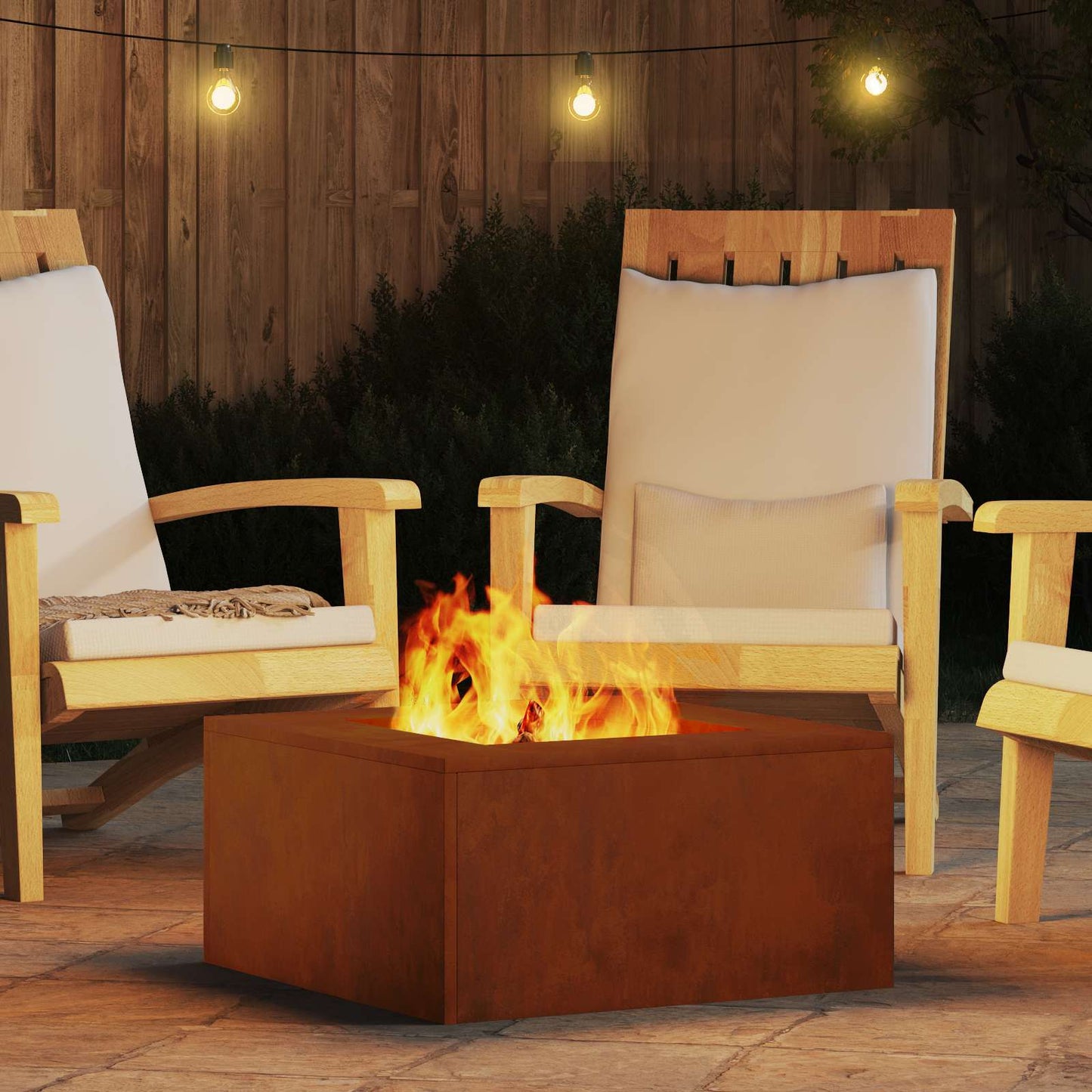 Feuerstelle Braun 60 x 60 x 30 cm Wetterfeststahl