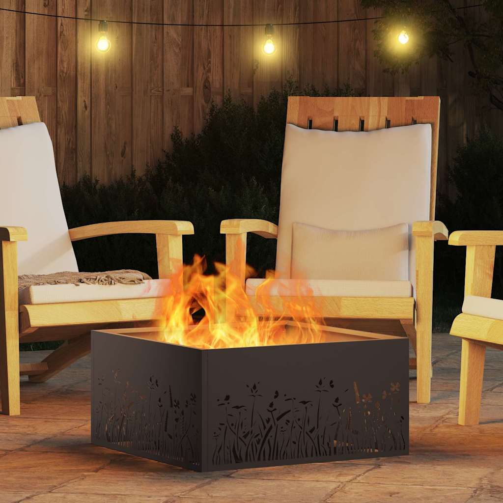 Feuerstelle Schwarz 60 x 60 x 30 cm Stahl