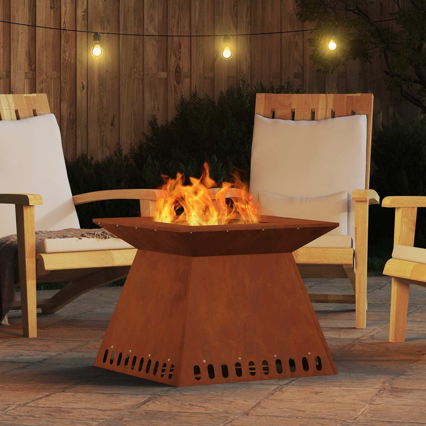 Feuerstelle Braun 60 x 60 x 30 cm Wetterfeststahl