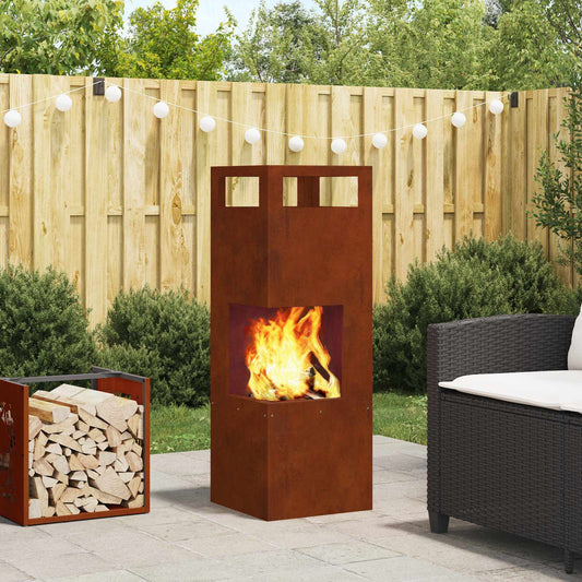 Feuerstelle Braun 35 x 35 x 100 cm Stahl