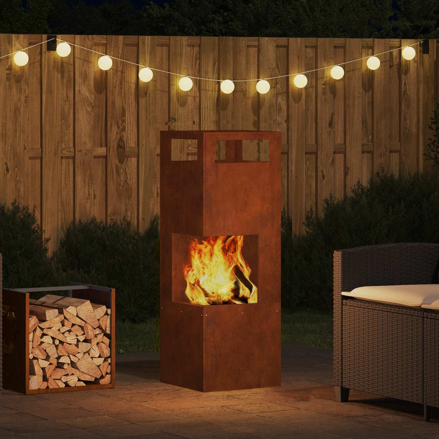 Feuerstelle Braun 35 x 35 x 100 cm Stahl