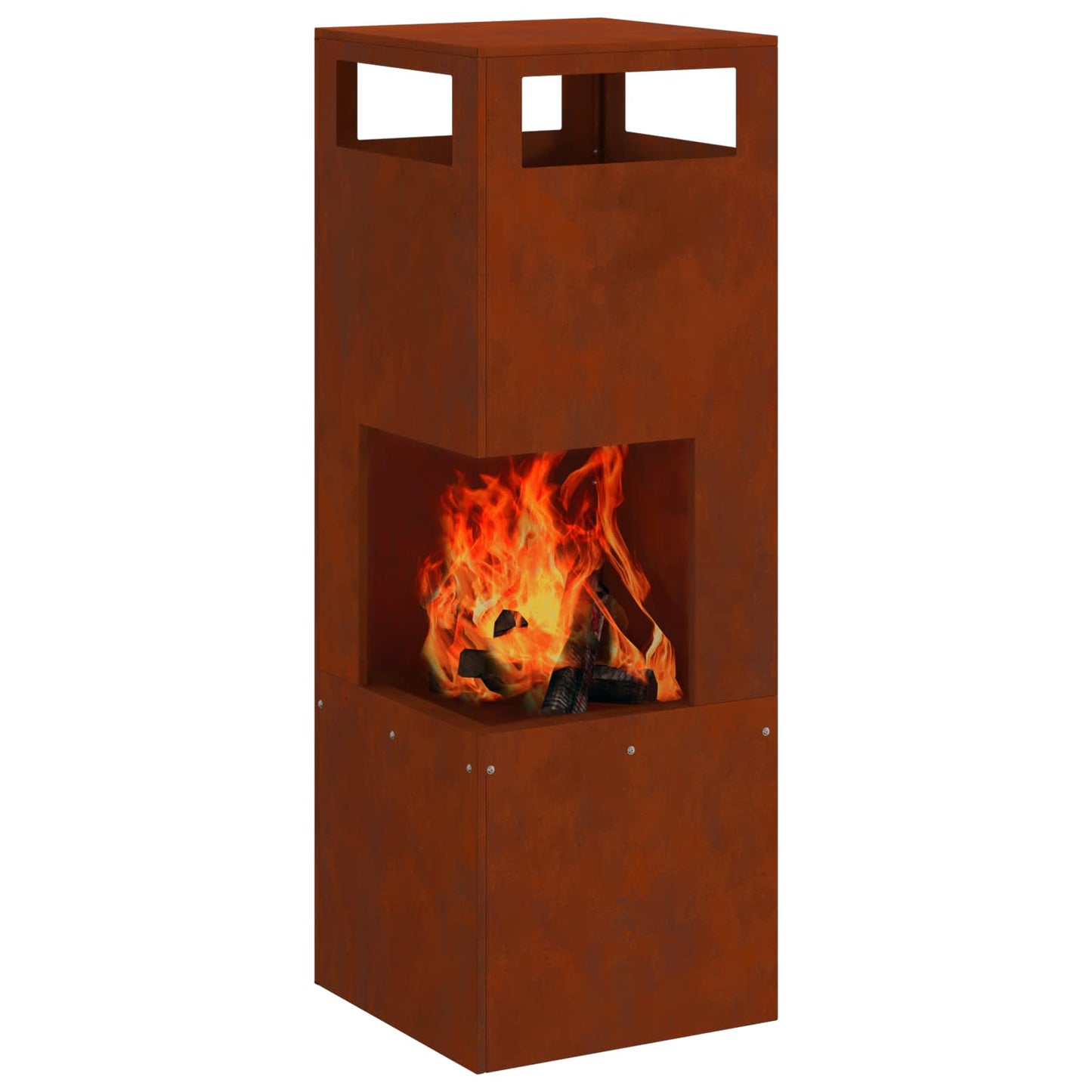 Feuerstelle Braun 35 x 35 x 100 cm Stahl