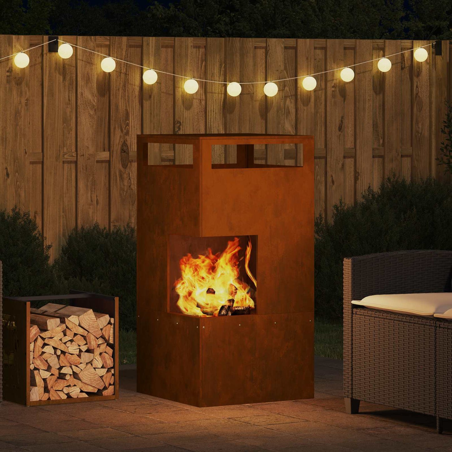 Feuerstelle Braun 50 x 50 x 100 cm Stahl