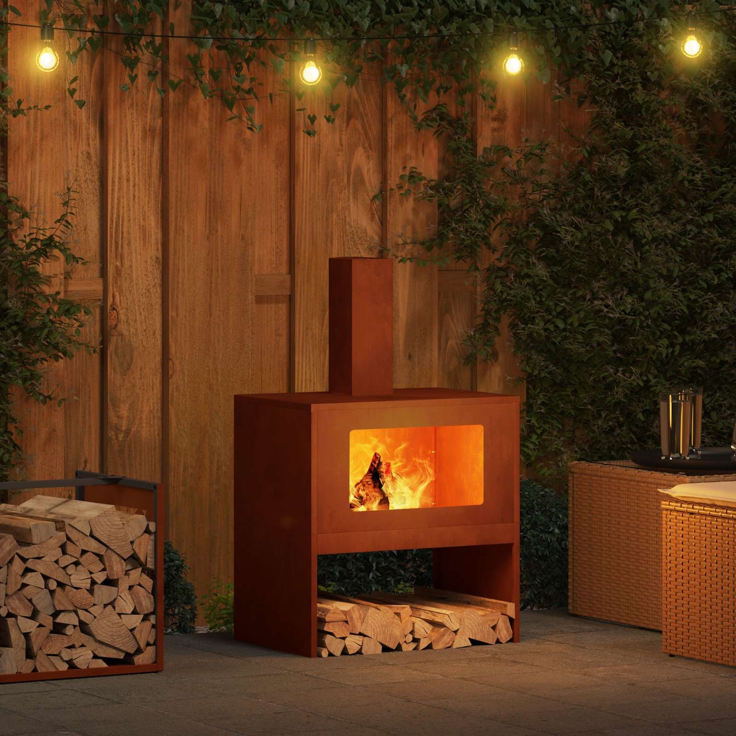Feuerstelle Braun 60 x 40 x 96 cm Wetterfeststahl