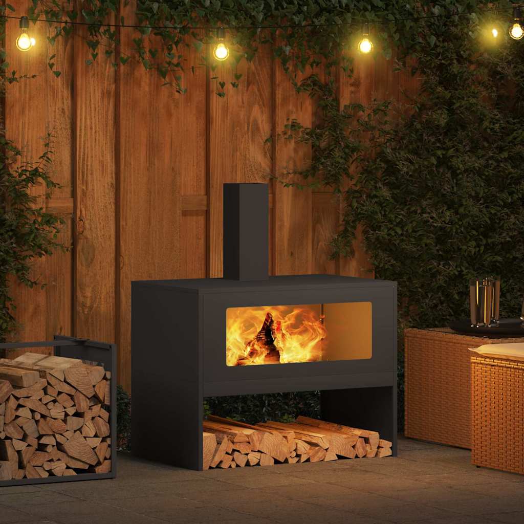 Feuerstelle Schwarz 80 x 50 x 96 cm Kaltgewalzter Stahl