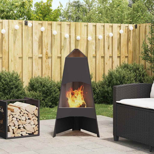 Feuerstelle Schwarz 50 x 50 x 95 cm Stahl