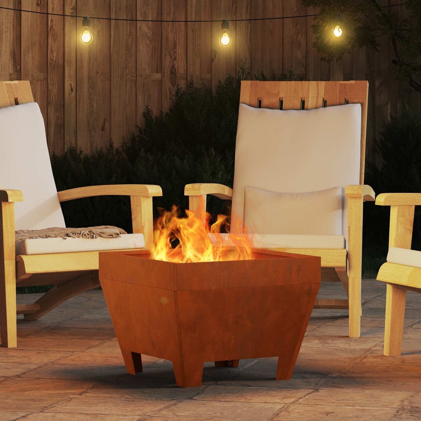 Feuerstelle Braun 50 x 50 x 38 cm Wetterfeststahl