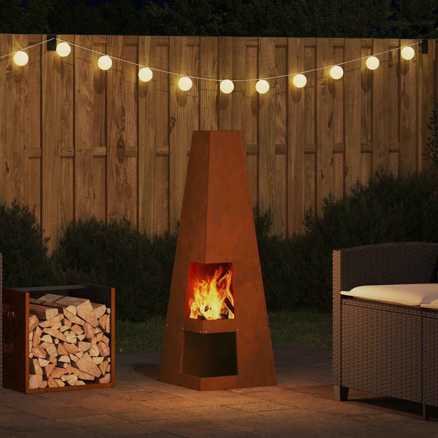 Feuerstelle Braun 35 x 35 x 100 cm Wetterstahl