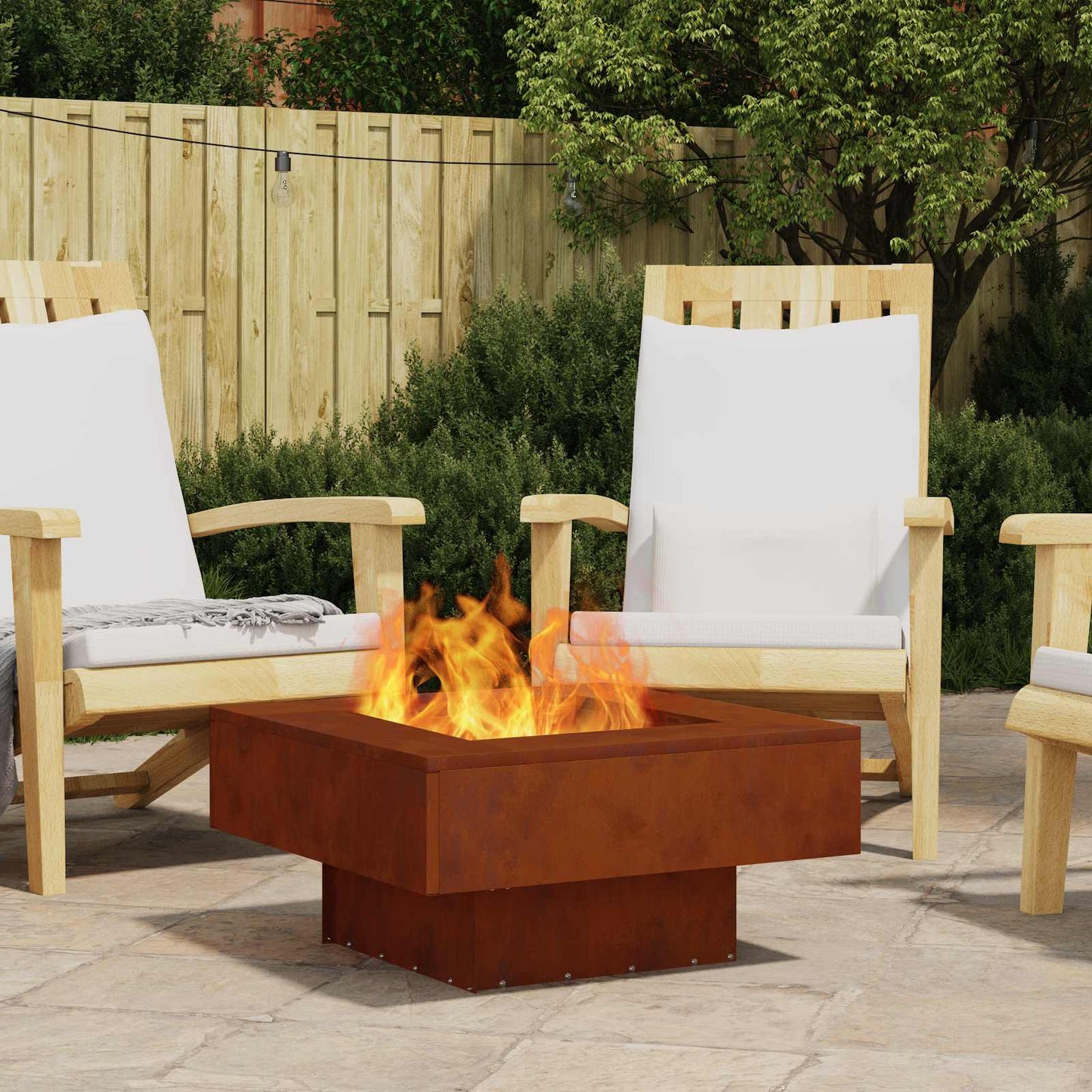 Feuerstelle Braun 60 x 60 x 30 cm Wetterfeststahl