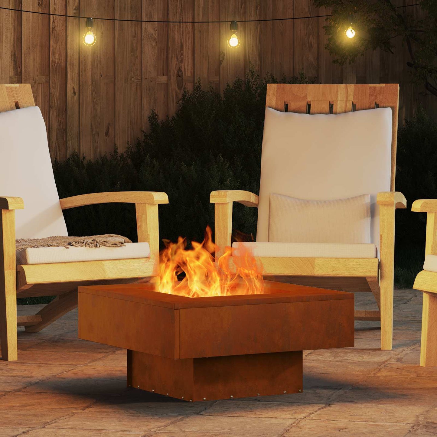 Feuerstelle Braun 60 x 60 x 30 cm Wetterfeststahl