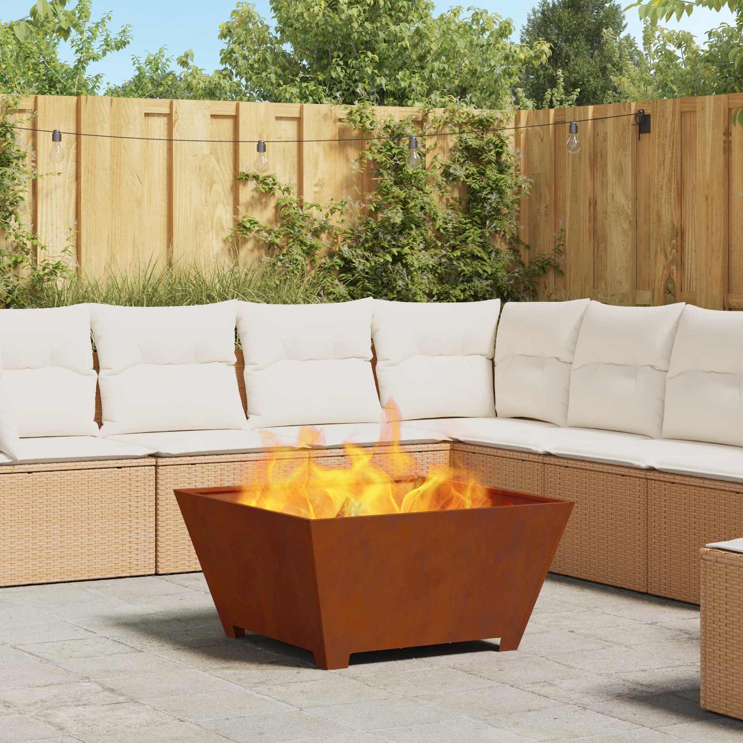 Feuerstelle Braun 80 x 80 x 40 cm Wetterfeststahl