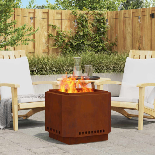 Rauchfreier Feuerkorb Braun 58 x 58 x 51 cm Wetterfeststahl