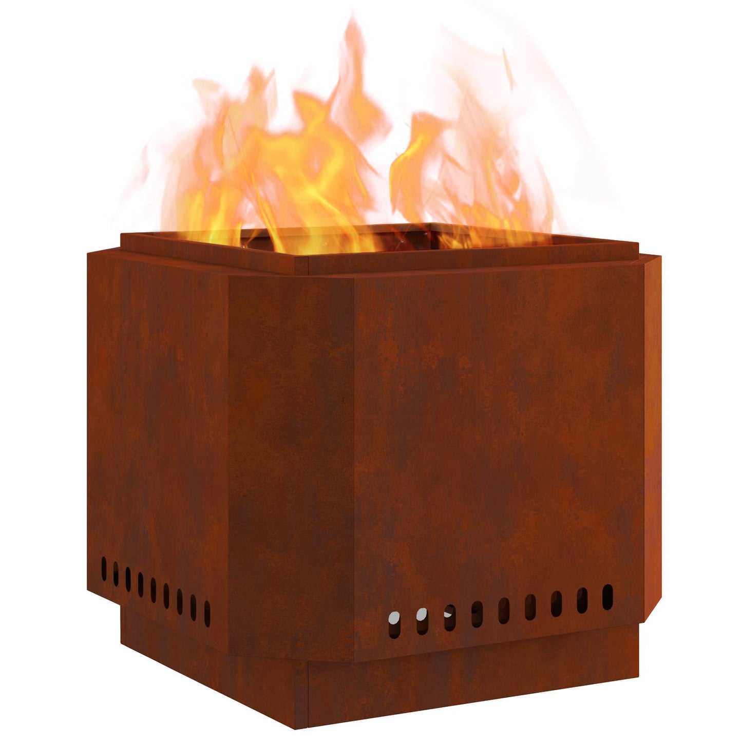 Rauchfreier Feuerkorb Braun 58 x 58 x 51 cm Wetterfeststahl