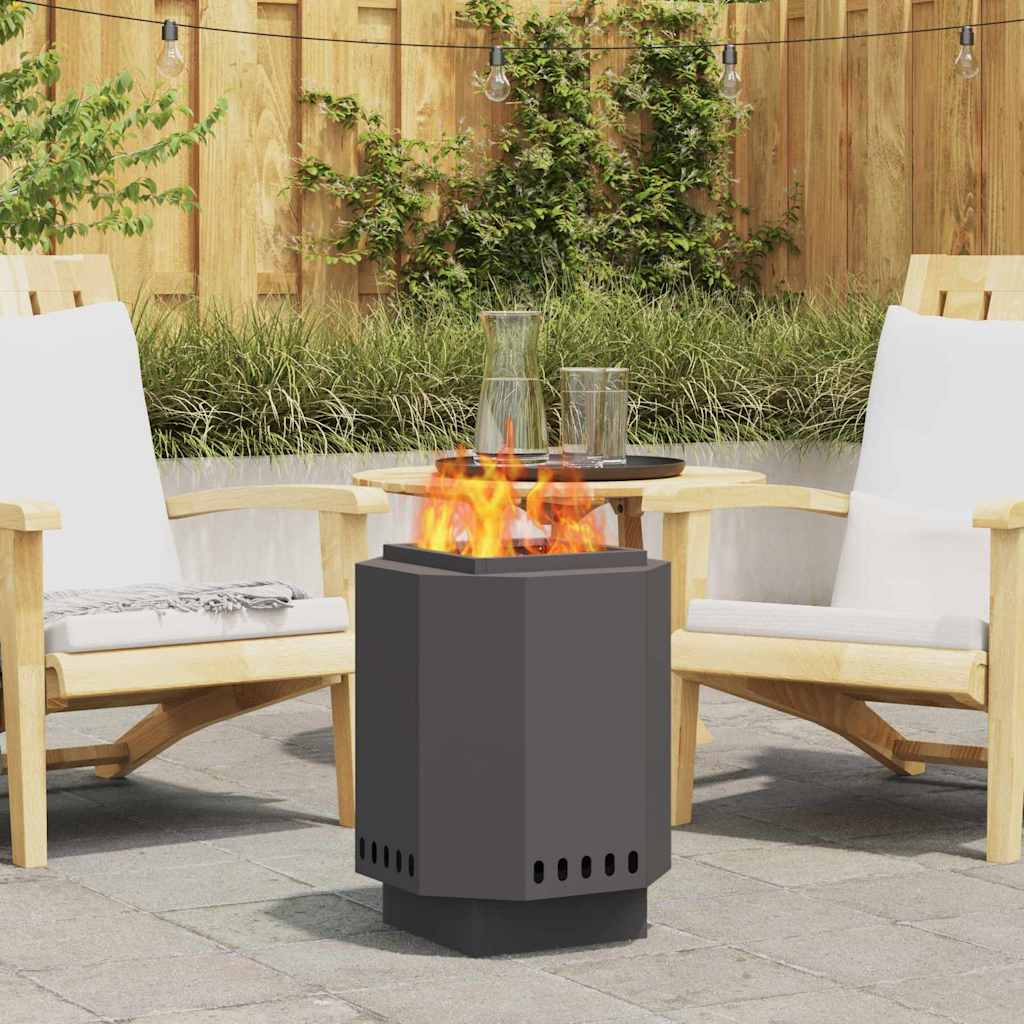 Rauchfreier Feuerkorb Schwarz 38 x 38 x 51 cm Stahl