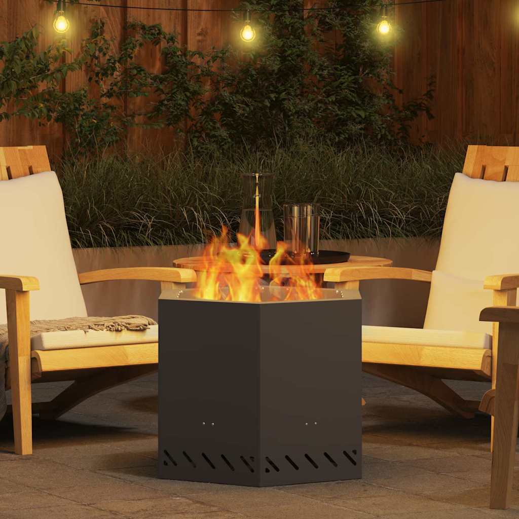 Rauchfreier Feuerkorb Schwarz 58 x 58 x 51 cm Stahl