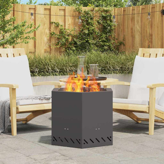 Rauchfreier Feuerkorb Schwarz 58 x 58 x 51 cm Stahl