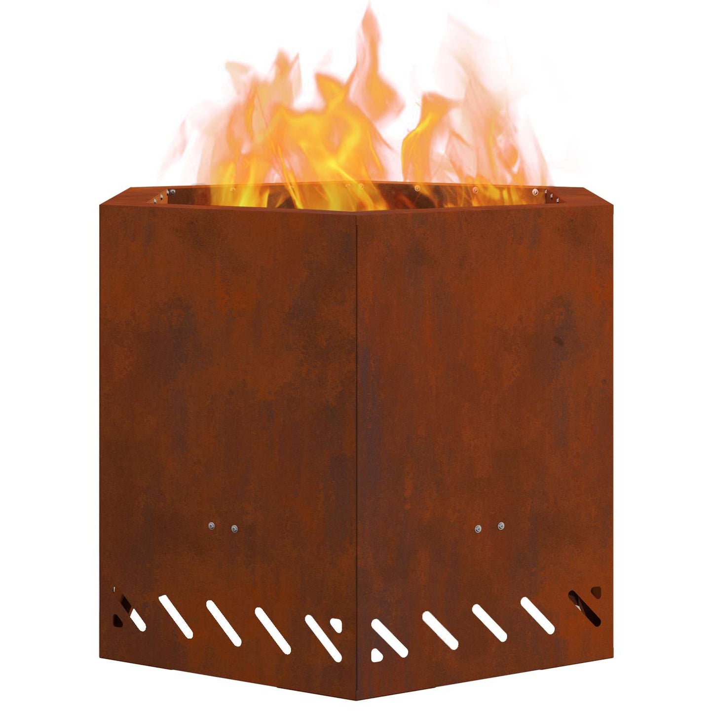 Rauchfreier Feuerkorb Braun 58 x 58 x 51 cm Wetterfeststahl
