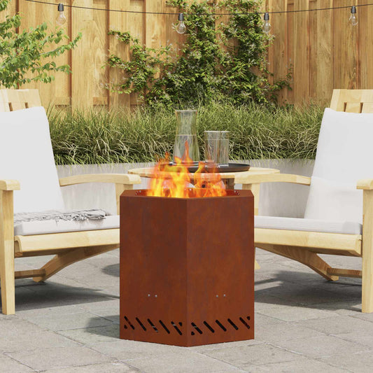 Rauchfreier Feuerkorb Braun 48 x 48 x 51 cm Wetterfeststahl