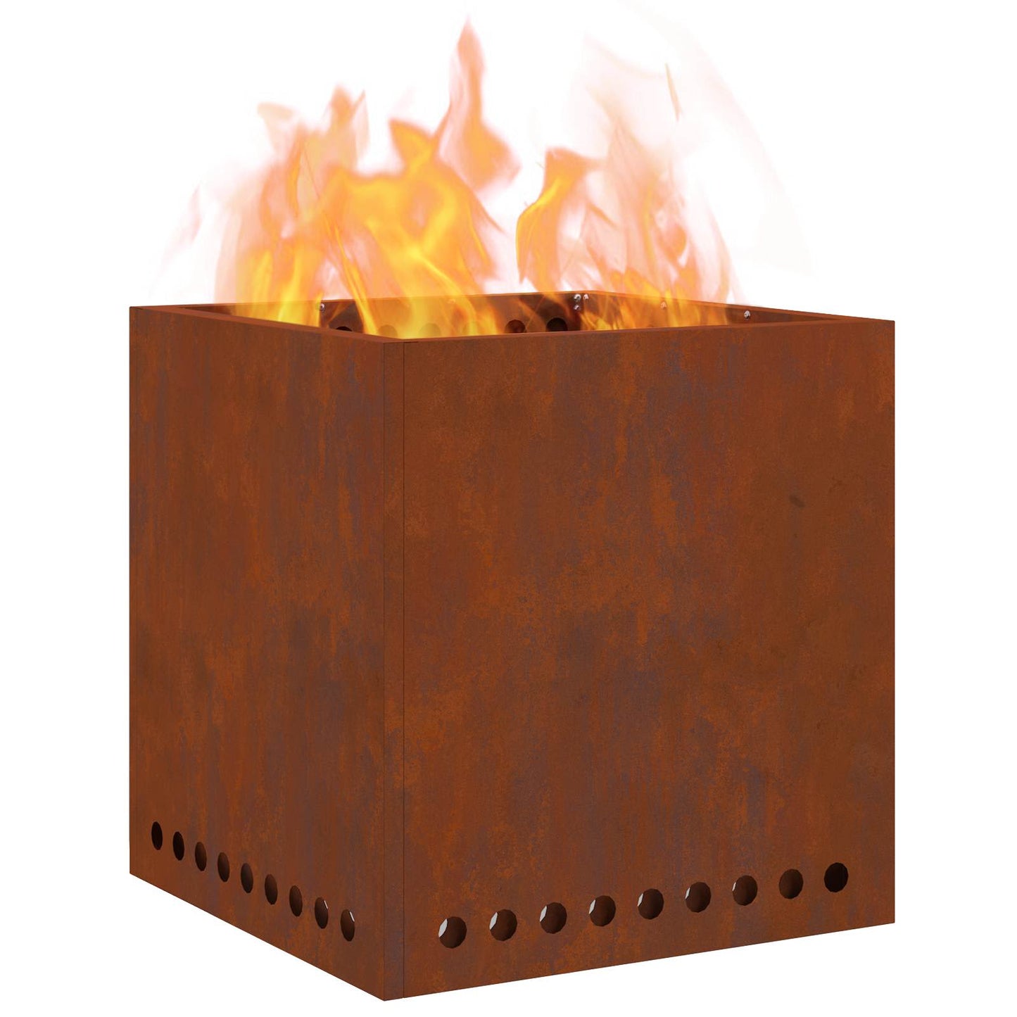 Rauchfreier Feuerkorb Braun 48 x 48 x 50 cm Wetterfeststahl