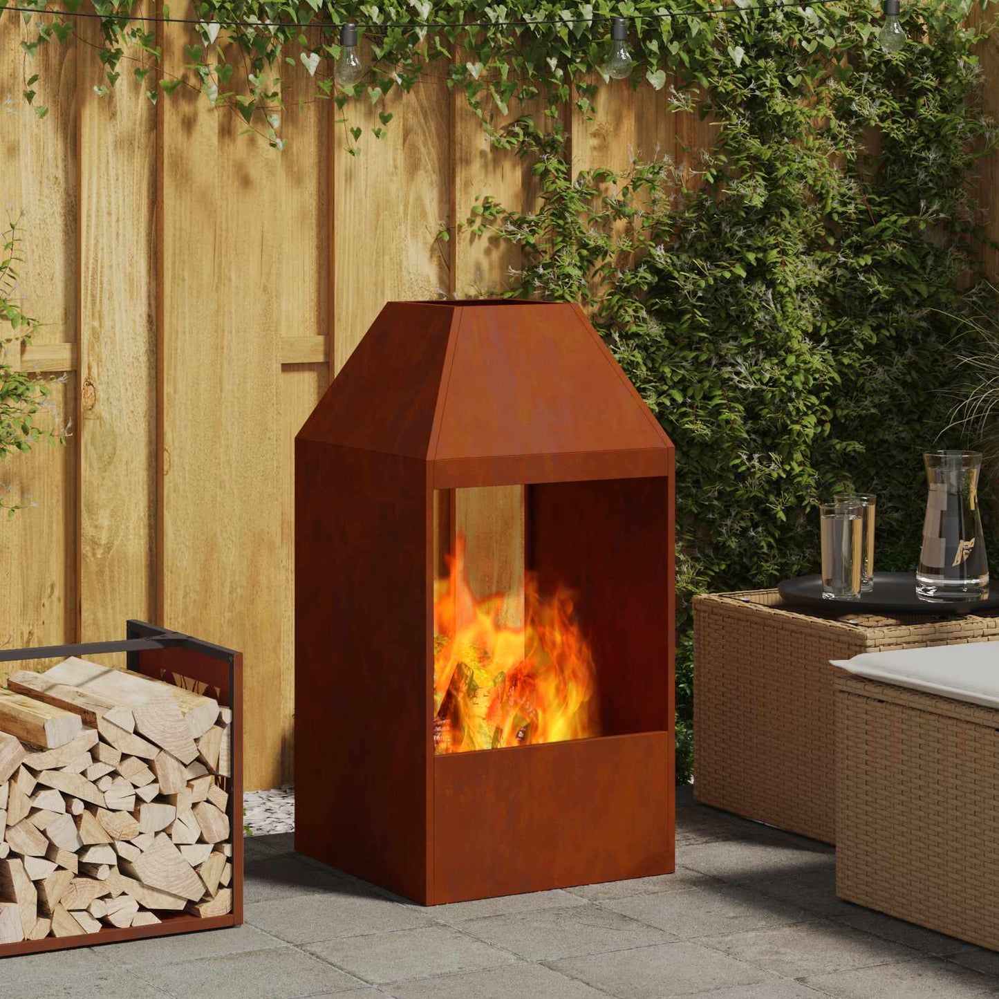 Feuerstelle Braun 50 x 50 x 100 cm Wetterfeststahl