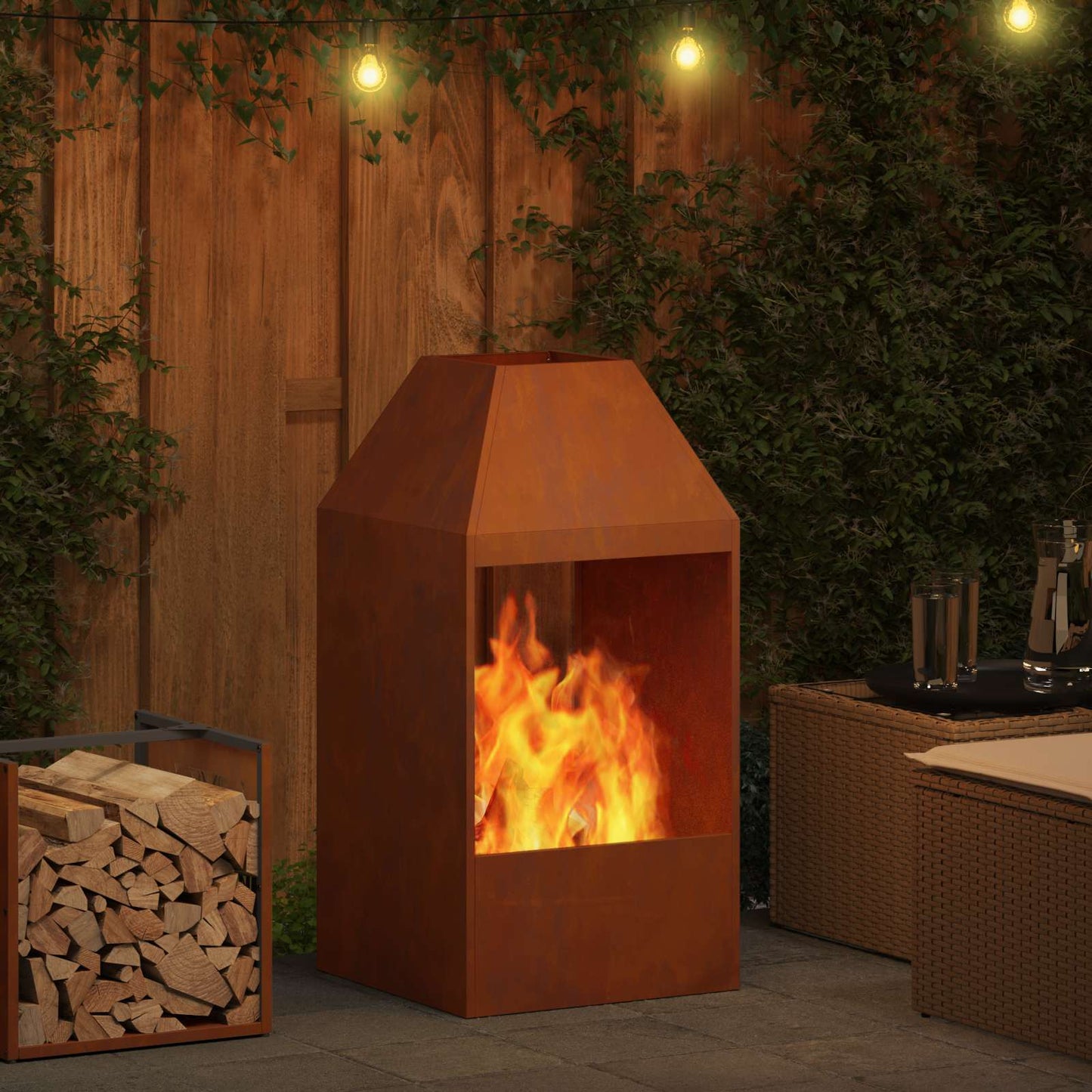 Feuerstelle Braun 50 x 50 x 100 cm Wetterfeststahl