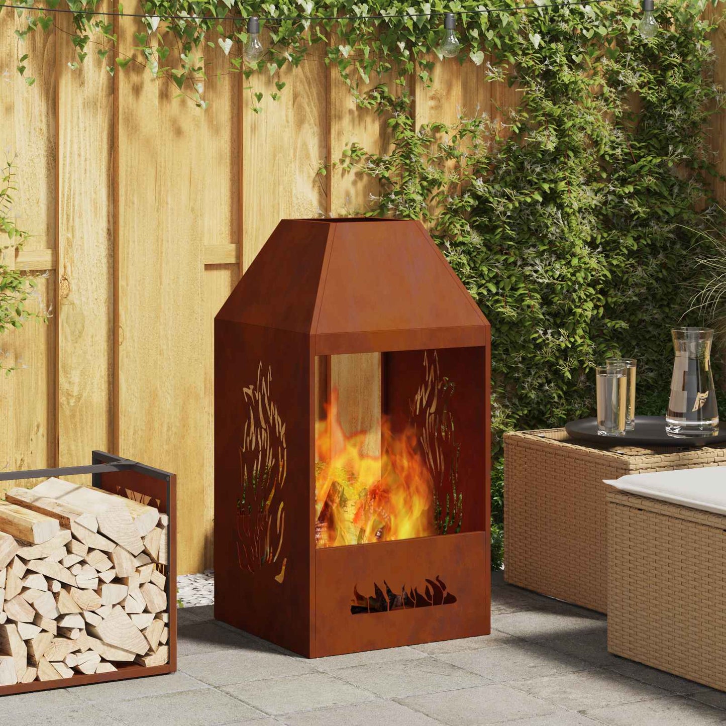Feuerstelle Braun 50 x 50 x 100 cm Wetterstahl