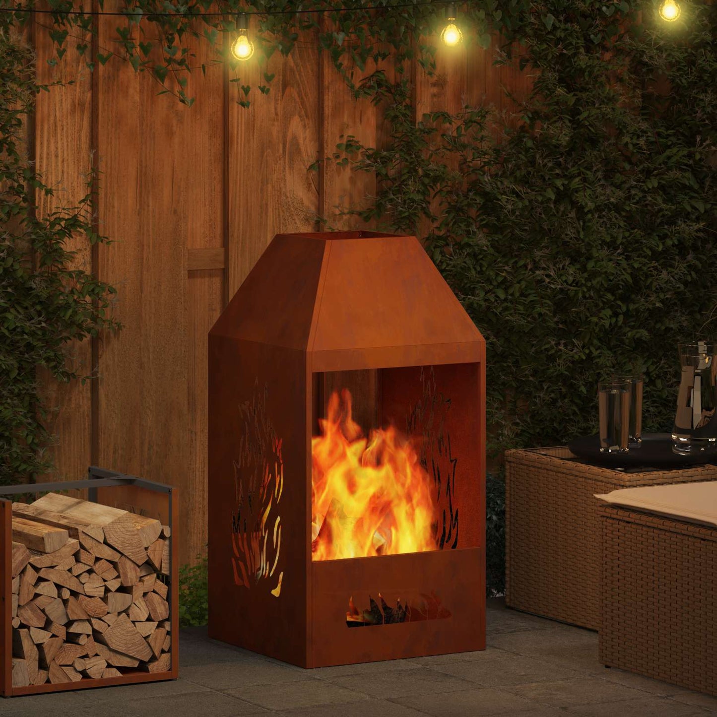 Feuerstelle Braun 50 x 50 x 100 cm Wetterstahl