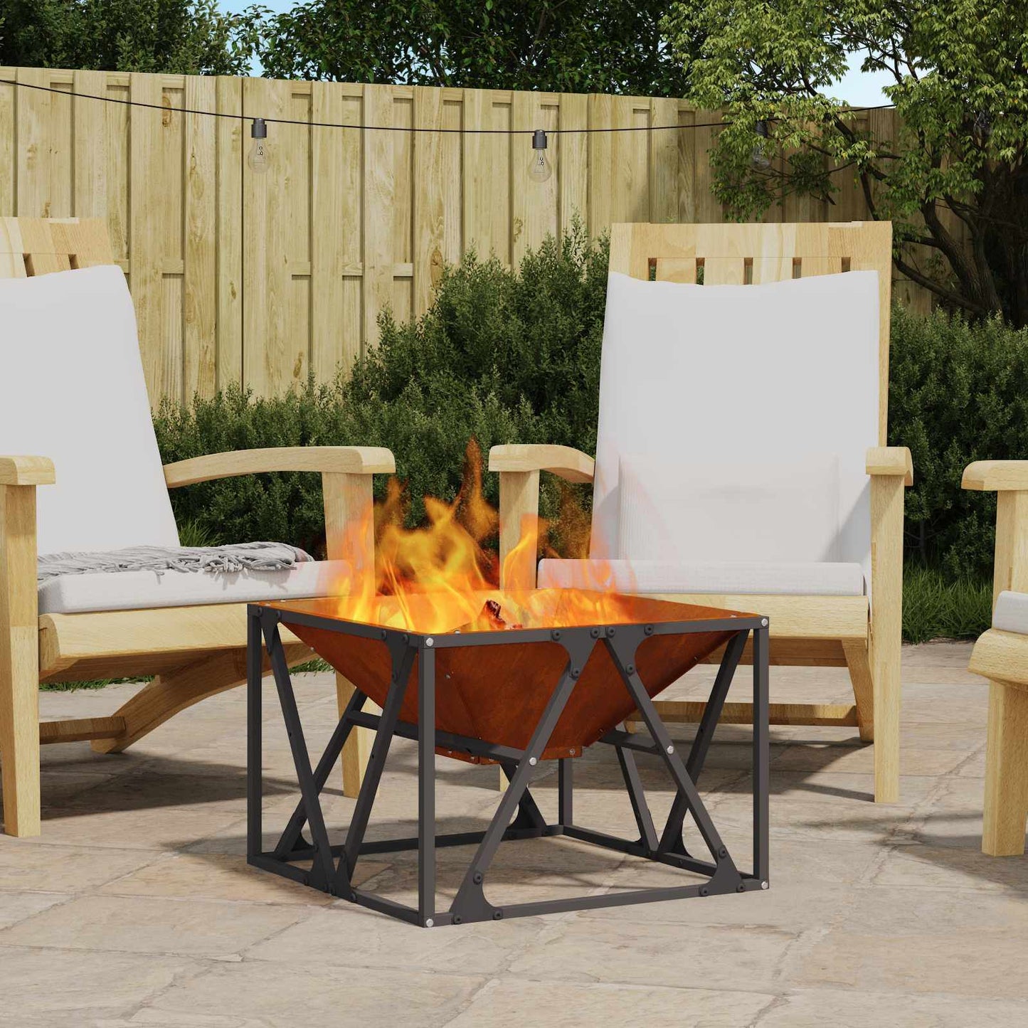 Feuerstelle Braun 50 x 50 x 35 cm Wetterfeststahl
