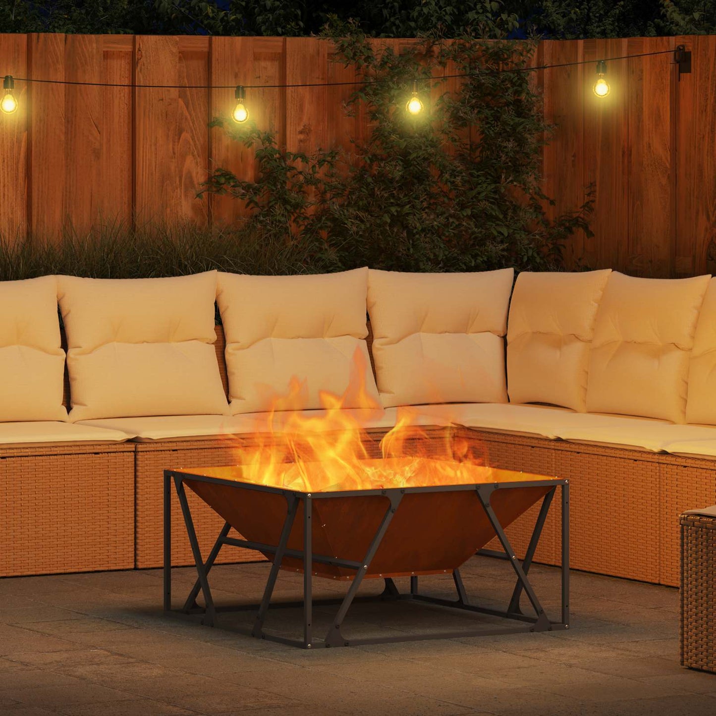 Feuerstelle Braun 80 x 80 x 40 cm Wetterfeststahl