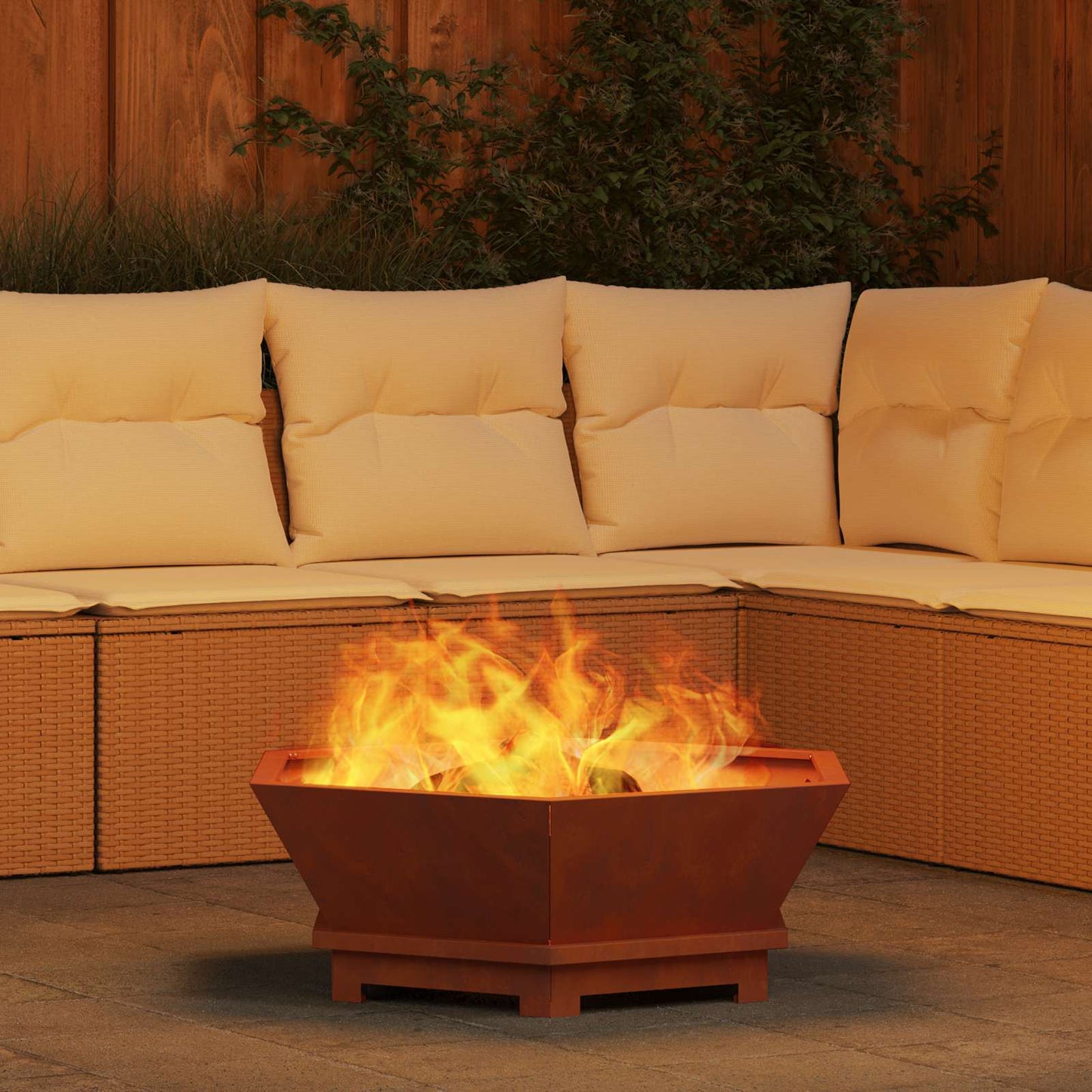 Feuerstelle Braun 75 x 75 x 28 cm Wetterfeststahl