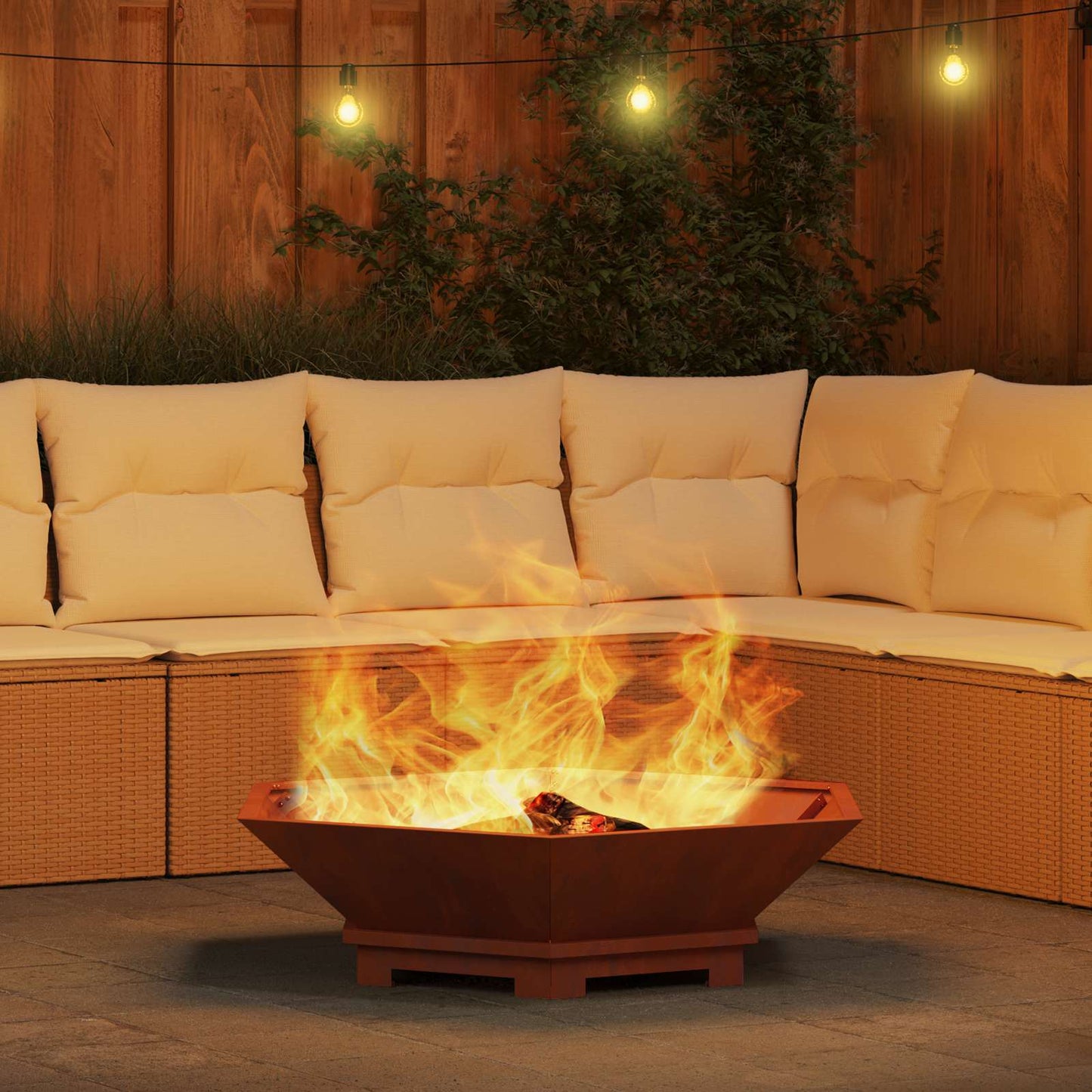 Feuerstelle Braun 100 x 100 x 28 cm Wetterfeststahl