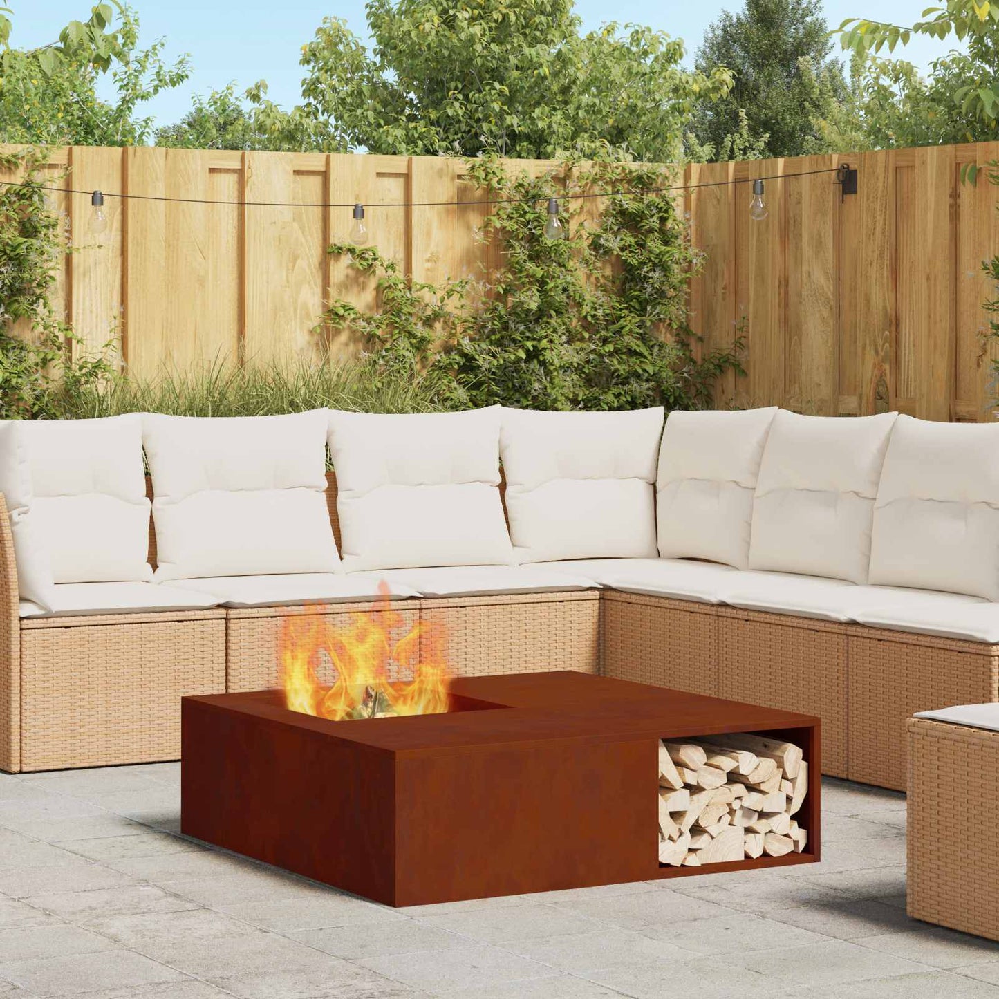 Feuerstelle Braun 100 x 100 x 30 cm Wetterfeststahl