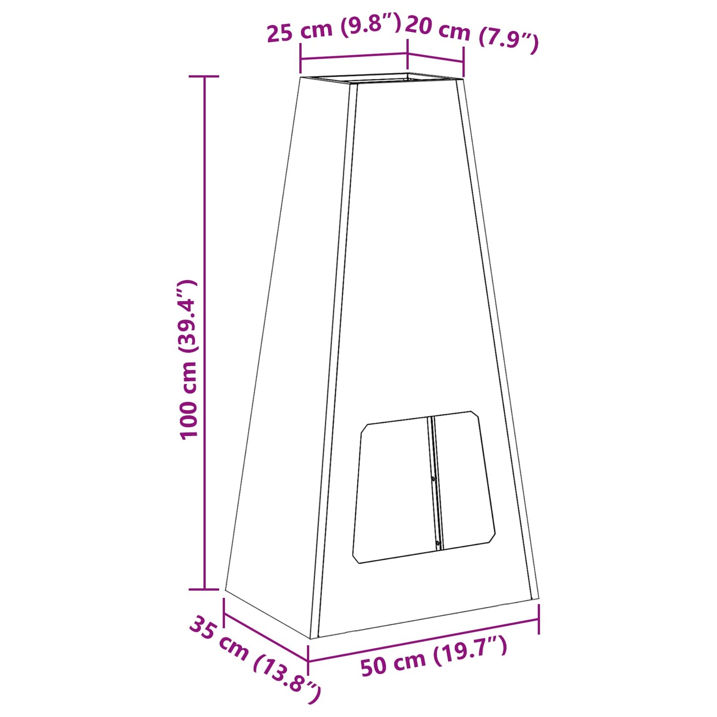 Feuerstelle Braun 50 x 35 x 100 cm Wetterfeststahl