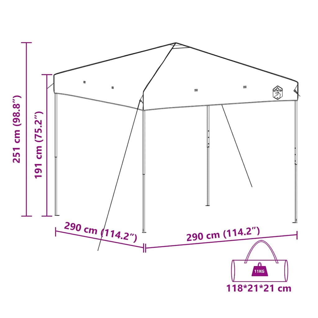 Pavillon-Zelt Blau 290 x 290 x 251 cm Stoff