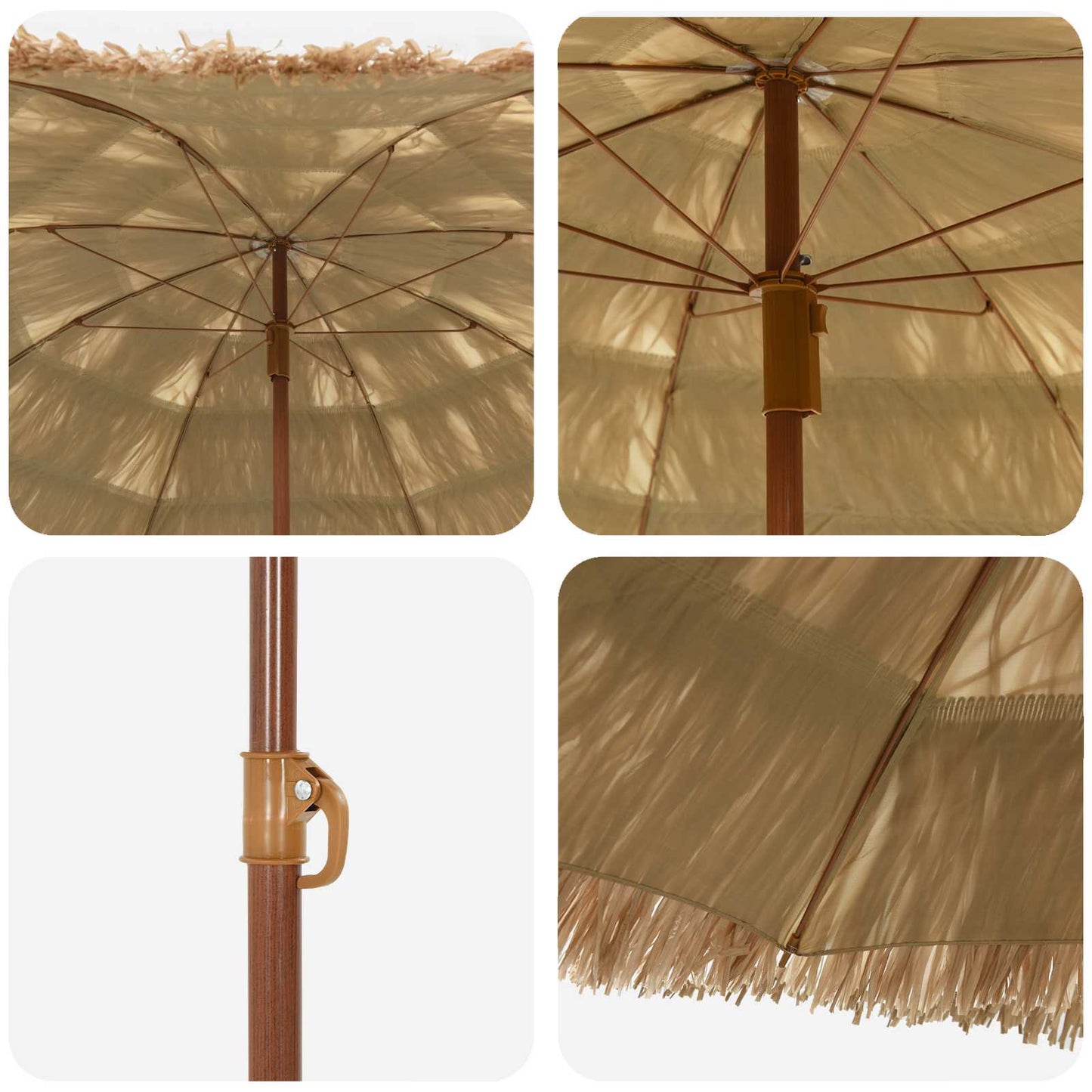 Strandparasol Natur 255 x 255 x 255 cm Polyester und Stahl