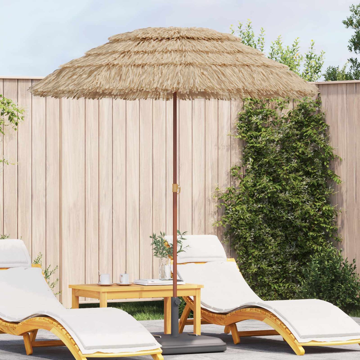 Strandparasol Natur 255 x 255 x 255 cm Polyester und Stahl