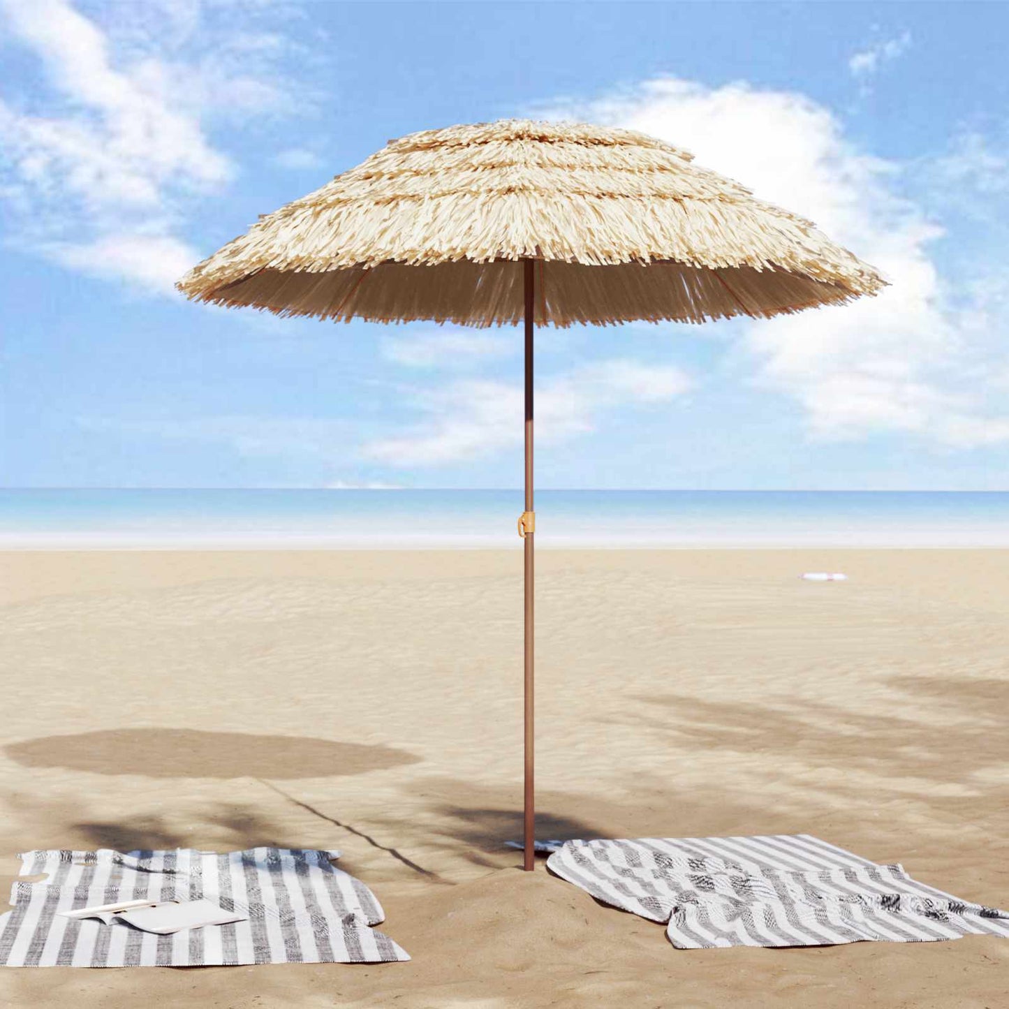 Strandparasol Natur 255 x 255 x 255 cm Polyester und Stahl