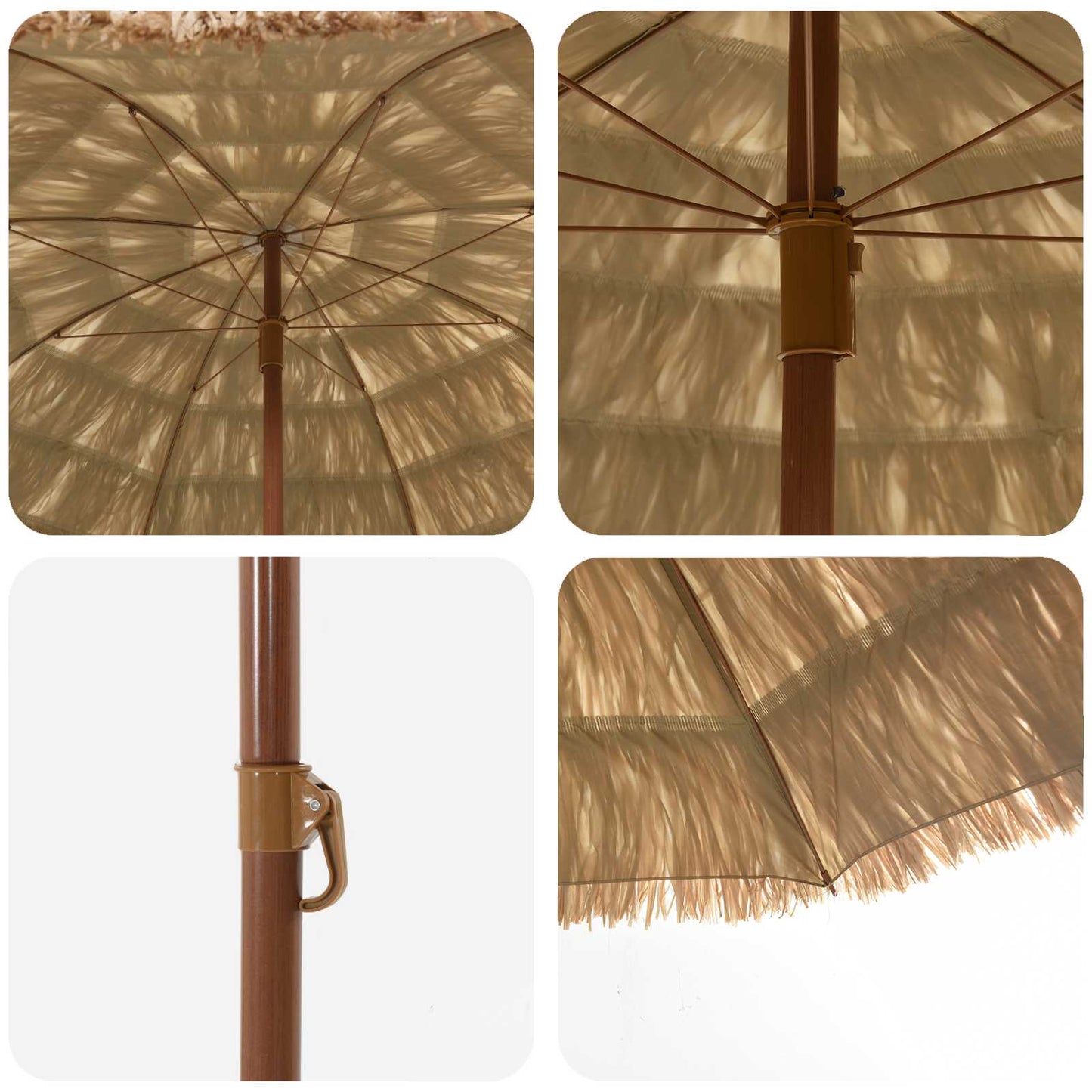 Strandparasol Natur 255 x 255 x 255 cm Polyester und Stahl