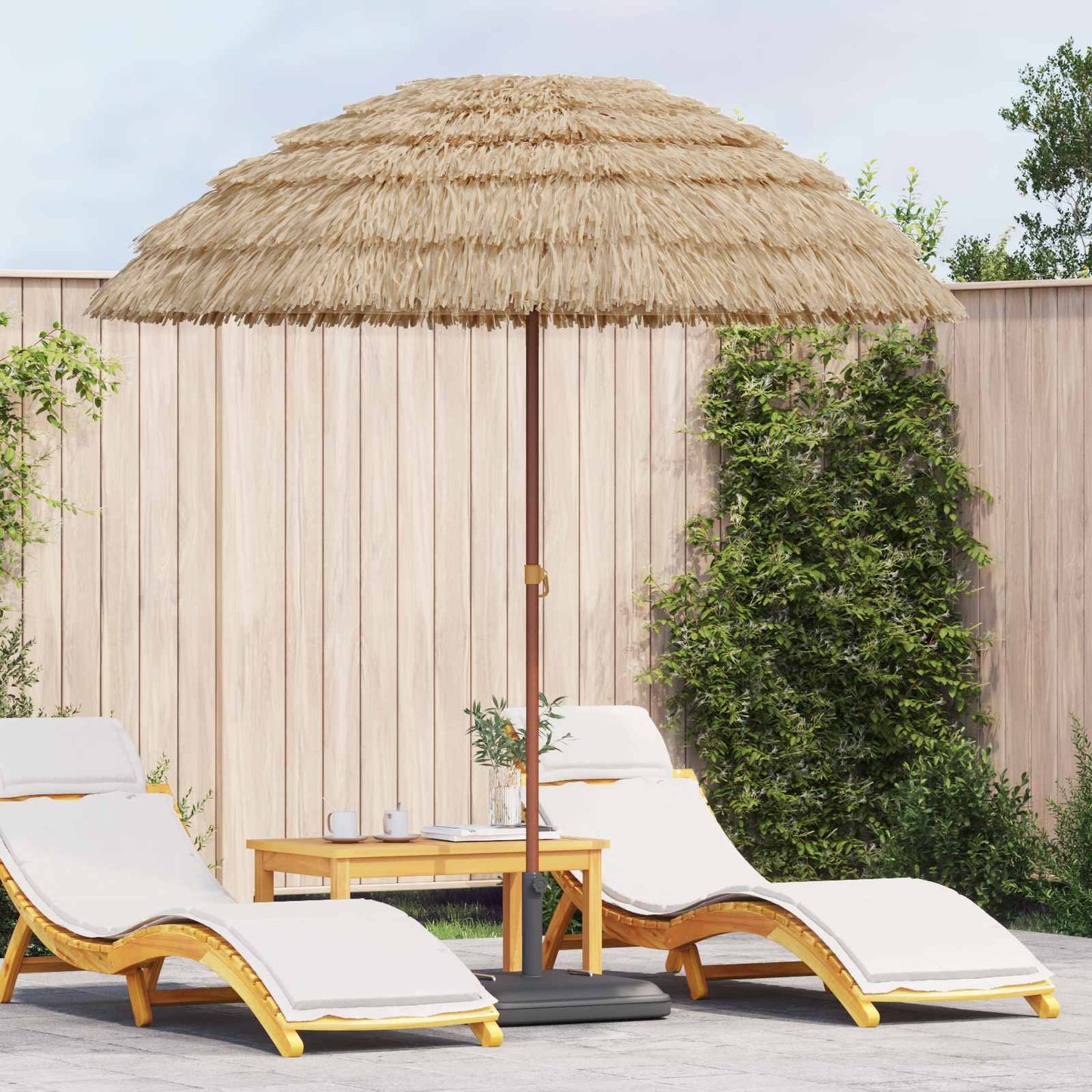 Strandparasol Natur 255 x 255 x 255 cm Polyester und Stahl