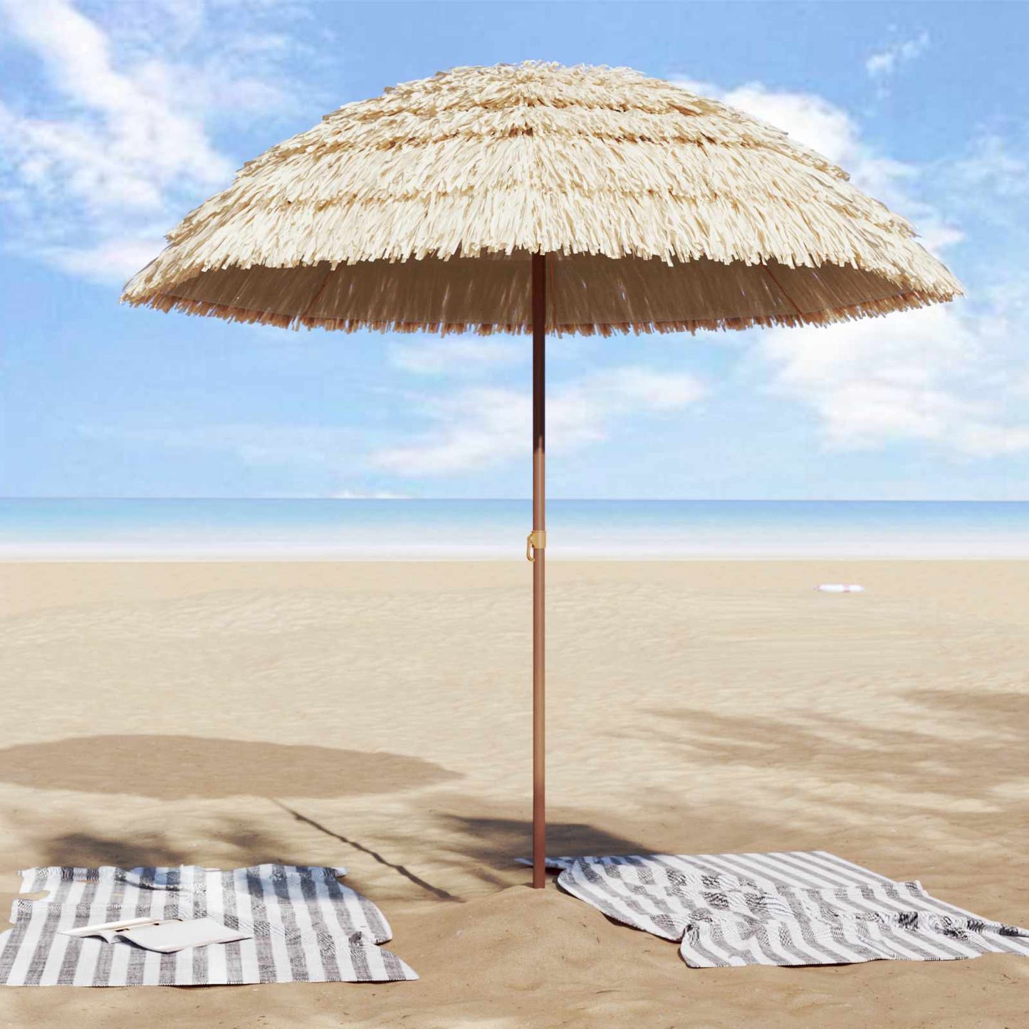 Strandparasol Natur 255 x 255 x 255 cm Polyester und Stahl